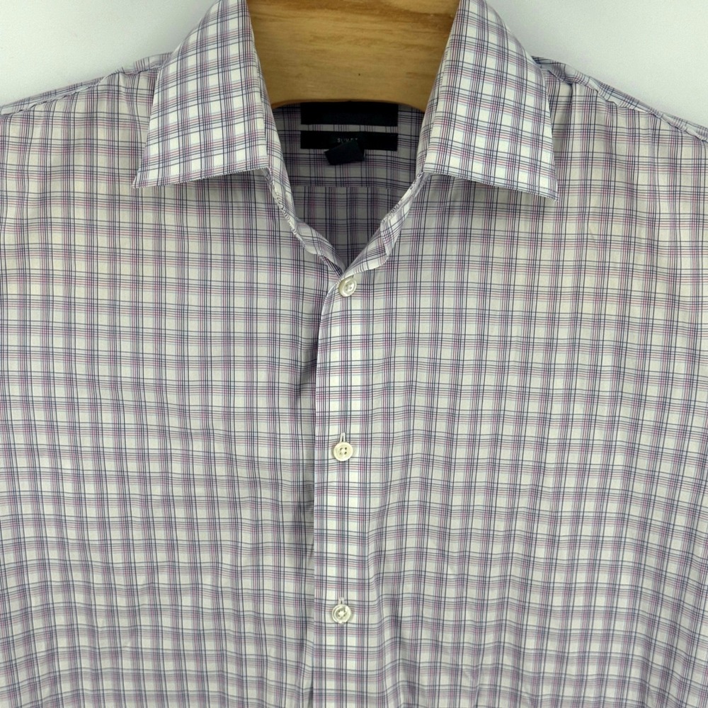 Bonobos Mens Slim‎ Fit Stretch Plaid Button Down Shirt Large 16 Purple White L